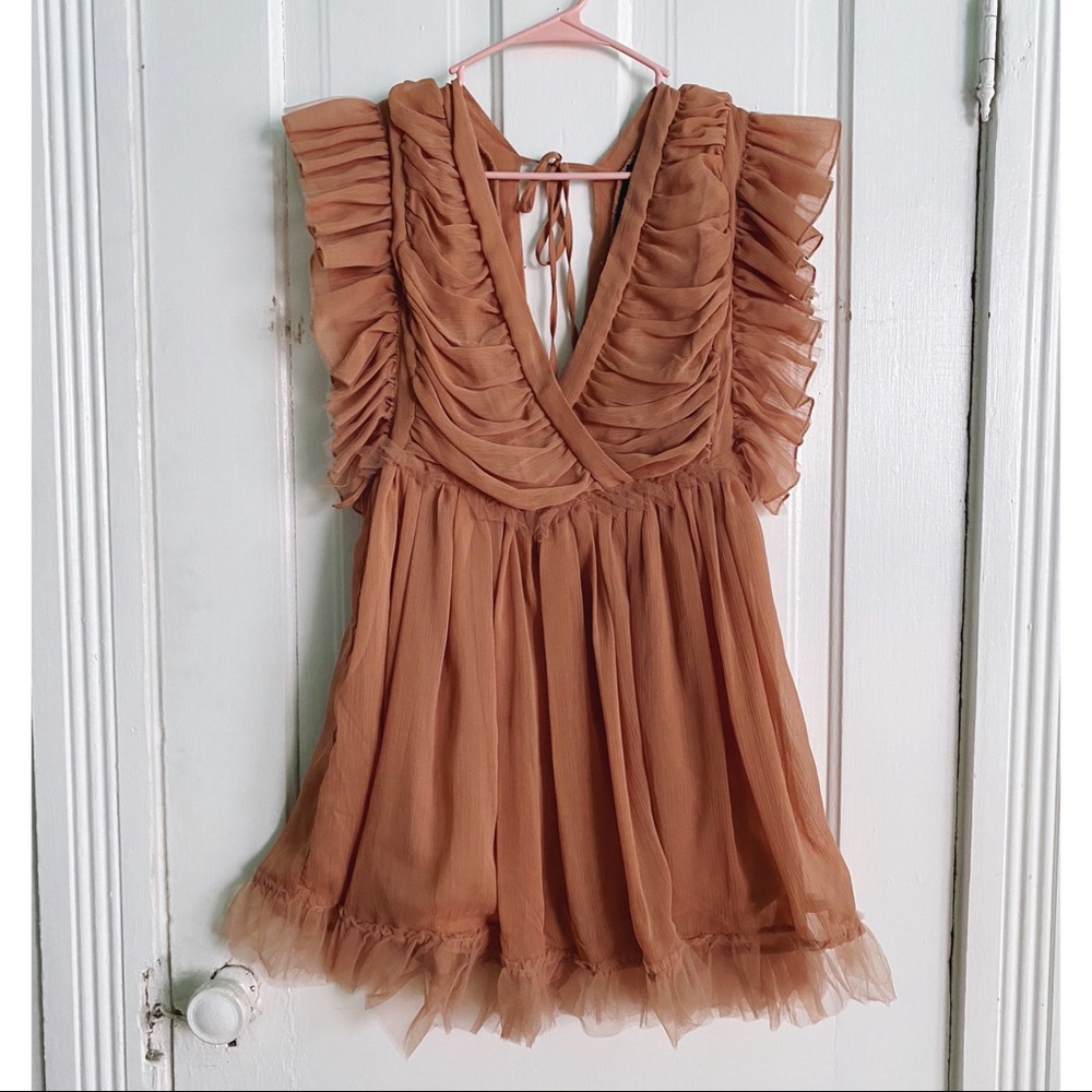 Lulu’s Deep V Ruffle Dress